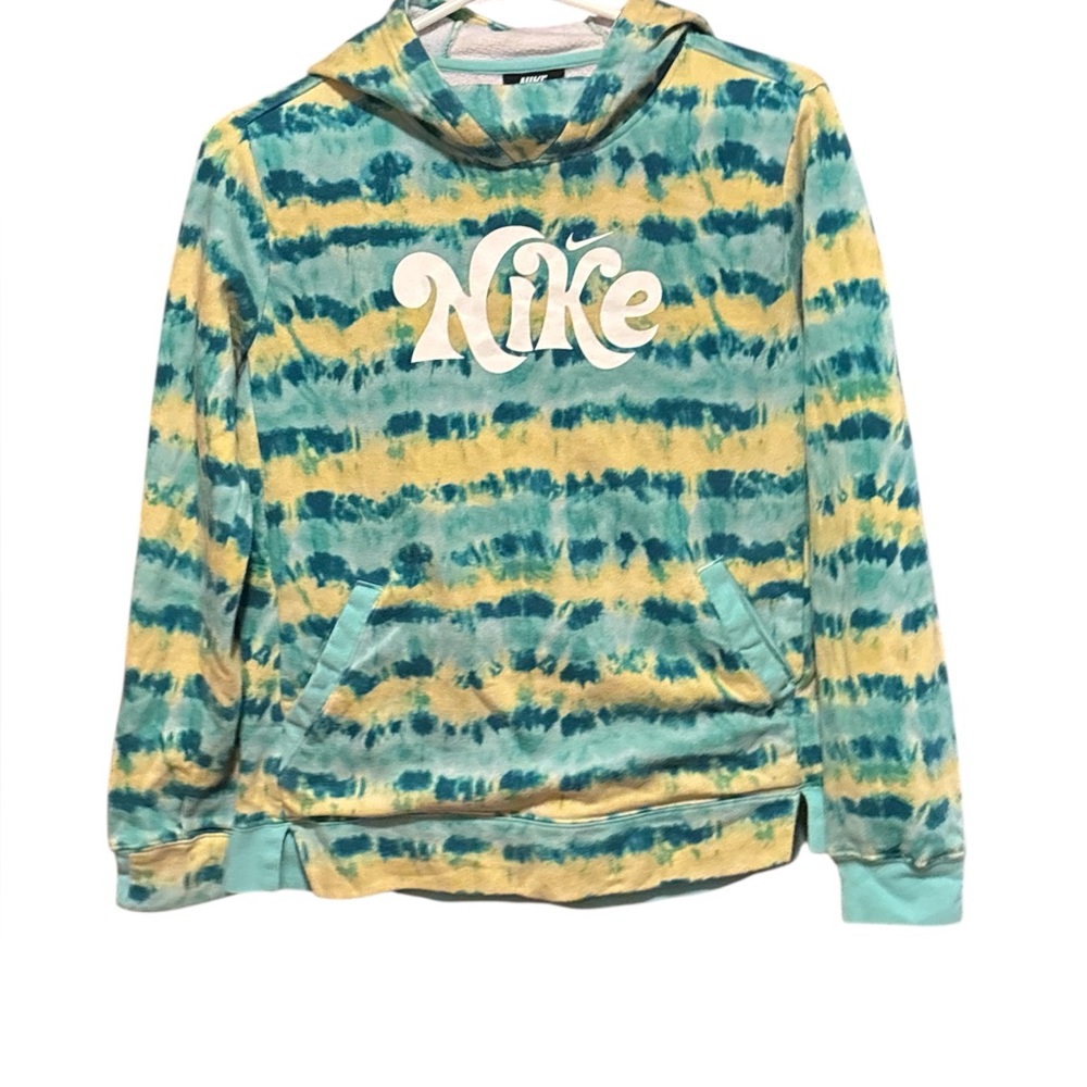 Nike Kids Blue and Yellow Tie-Dye Hoodie